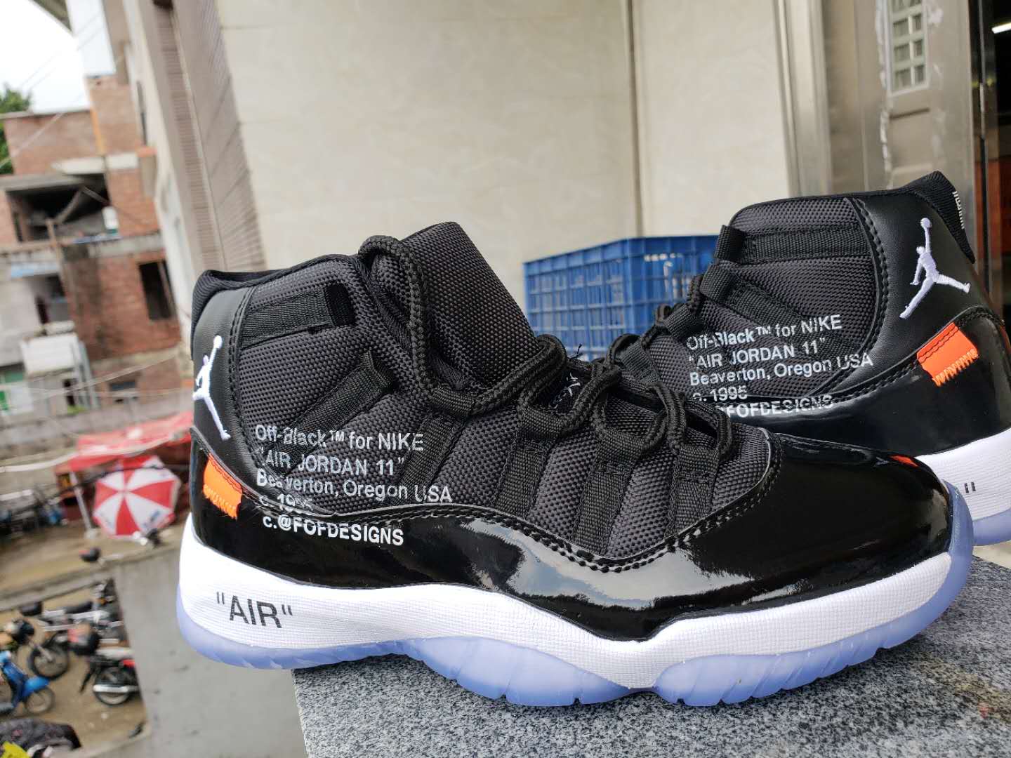 Off-white Air Jordan 11 Slam Dunl Black White Shoes - Click Image to Close